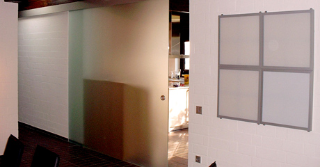 Sliding door in kitchen